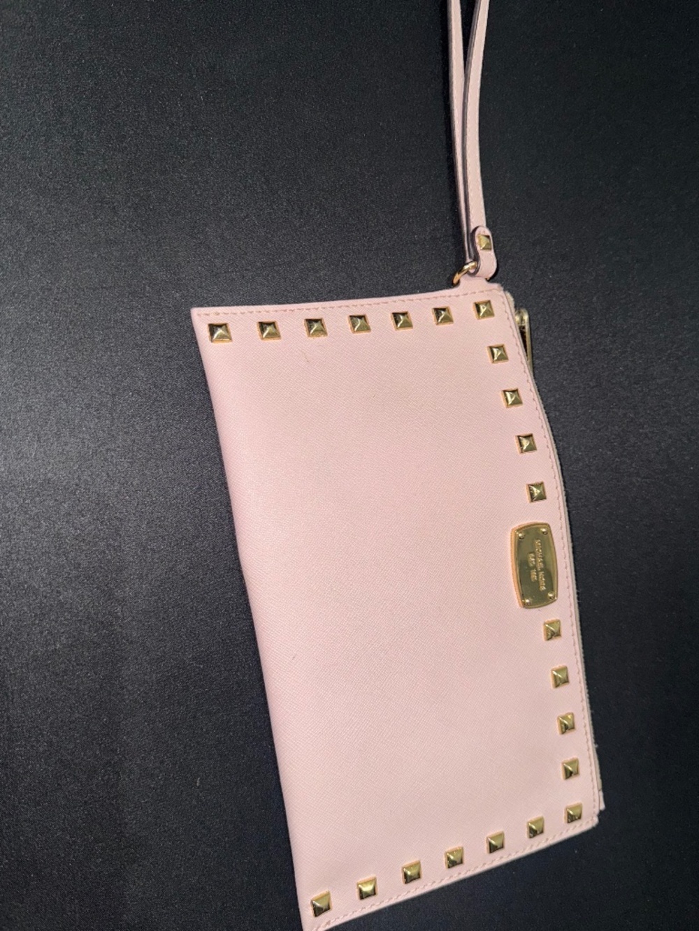 Michael Kors Pink Studded Saffiano Leather Wristlet
